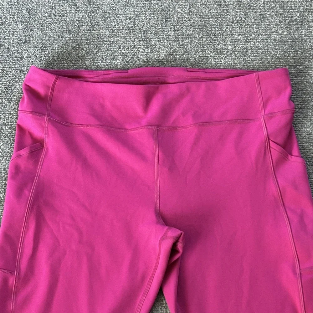 Lululemon Pants Womens 16 Pink Wunder High Rise Crop Pocket Yoga Workout‎ Lulu